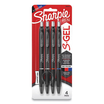 Sharpie® S-Gel™ S-gel High-performance Gel Pen, Retractable, Medium 0.7 Mm, Assorted Ink Colors, Black Barrel, 4-pack freeshipping - TVN Wholesale